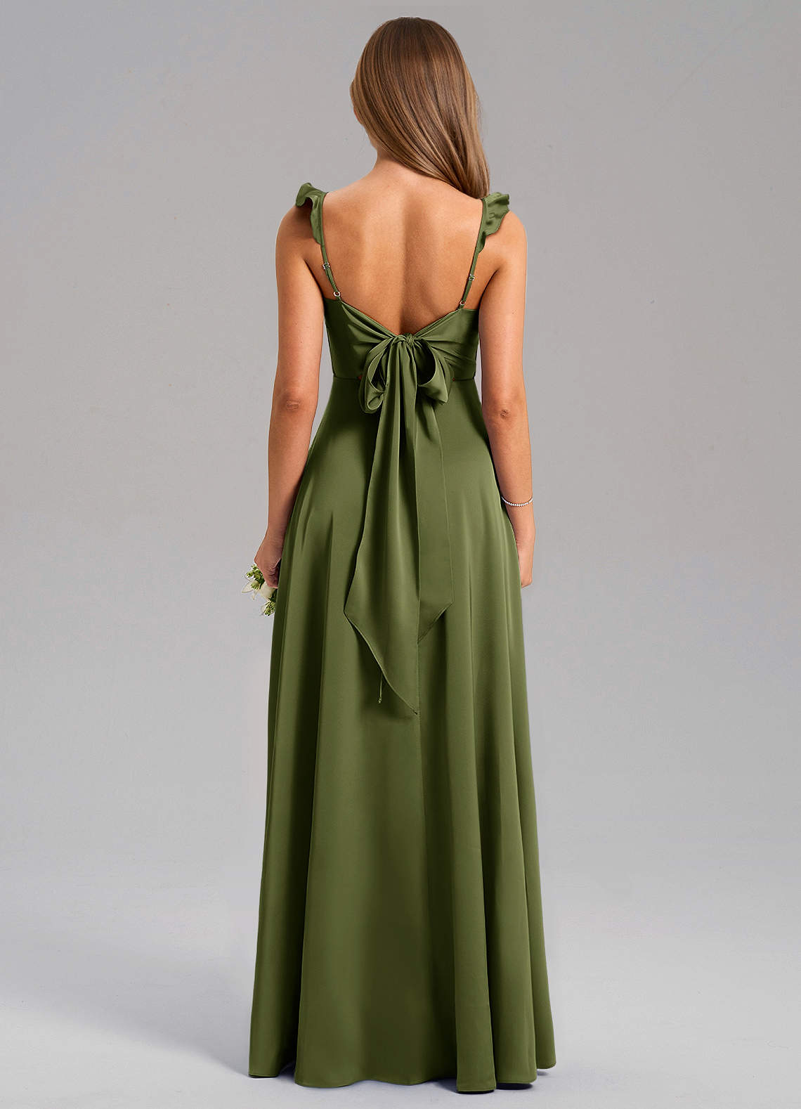 Everett A-Line V-Neck Chiffon Bridesmaid Dress in Olive