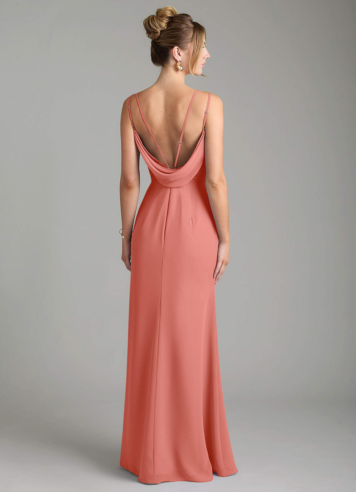 Egypt Sheath Sweetheart Chiffon Bridesmaid Dress in Salmon Pink