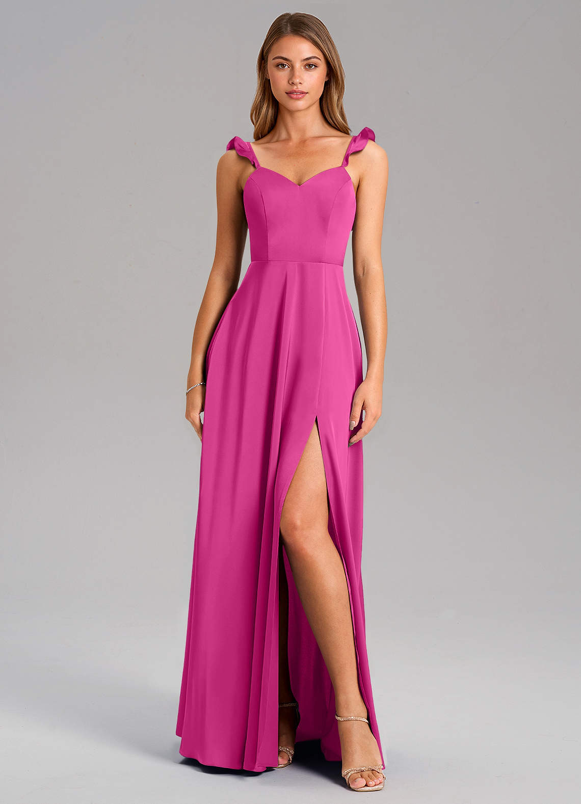 Everett A-Line V-Neck Chiffon Bridesmaid Dress in Fuchsia