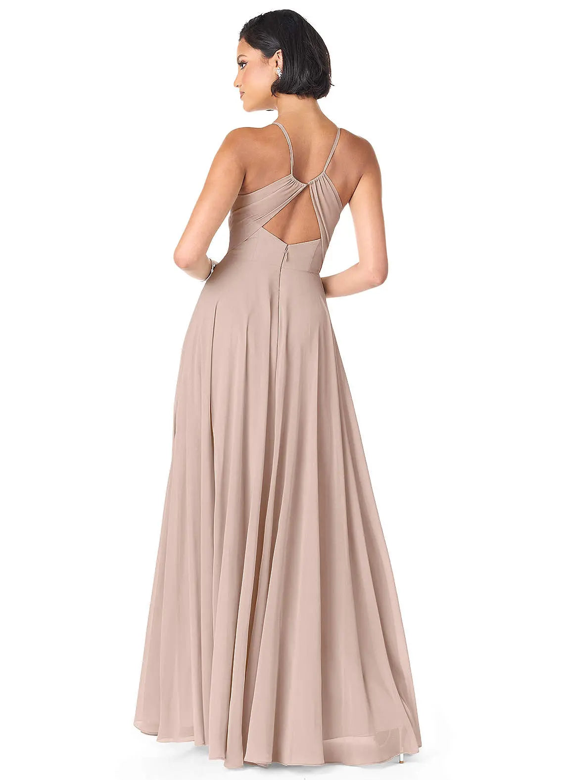 Avelina A-Line V-Neck Chiffon Bridesmaid Dress in English Rose