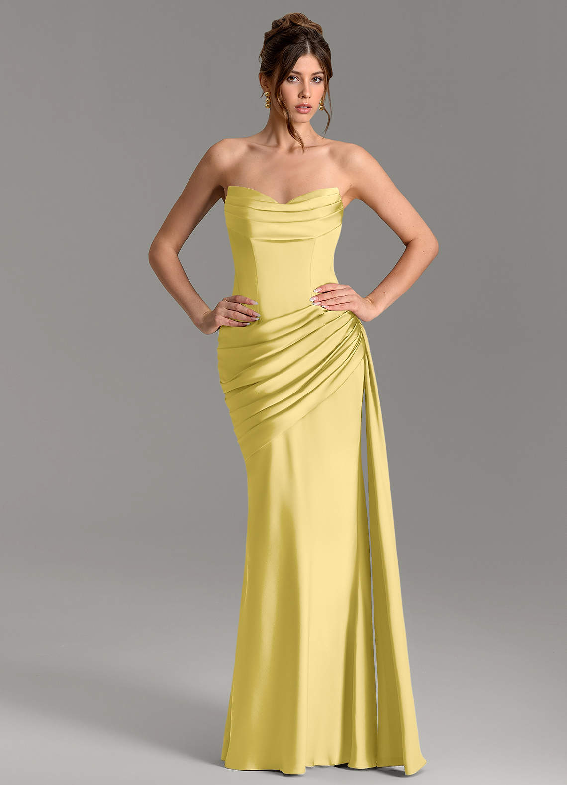 Zorah Mermaid Sweetheart Stretch Satin Bridesmaid Dress in Canary