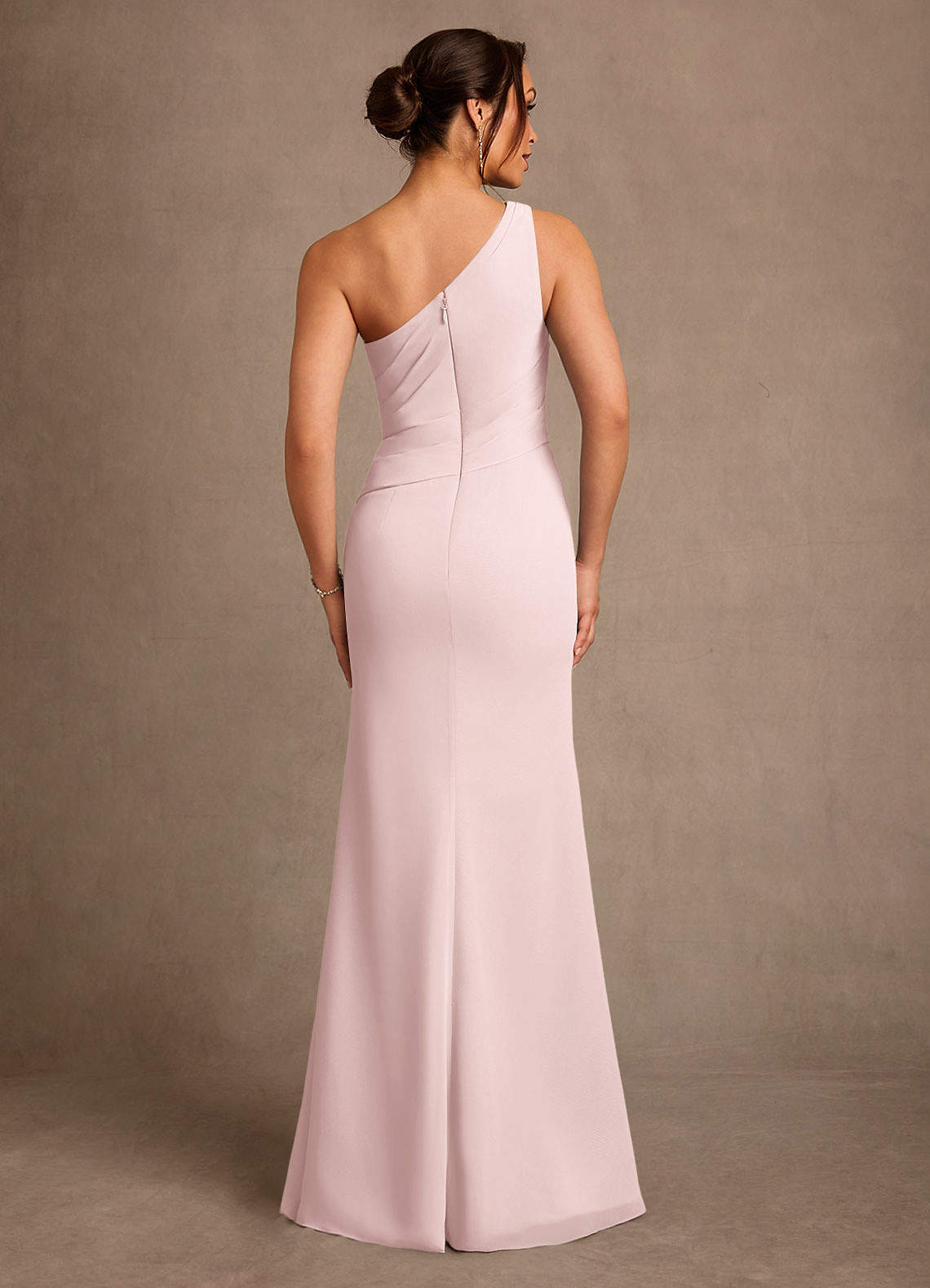 Floy Sheath One-Shoulder Chiffon Mother of the Bride Dress in Blushing Pink