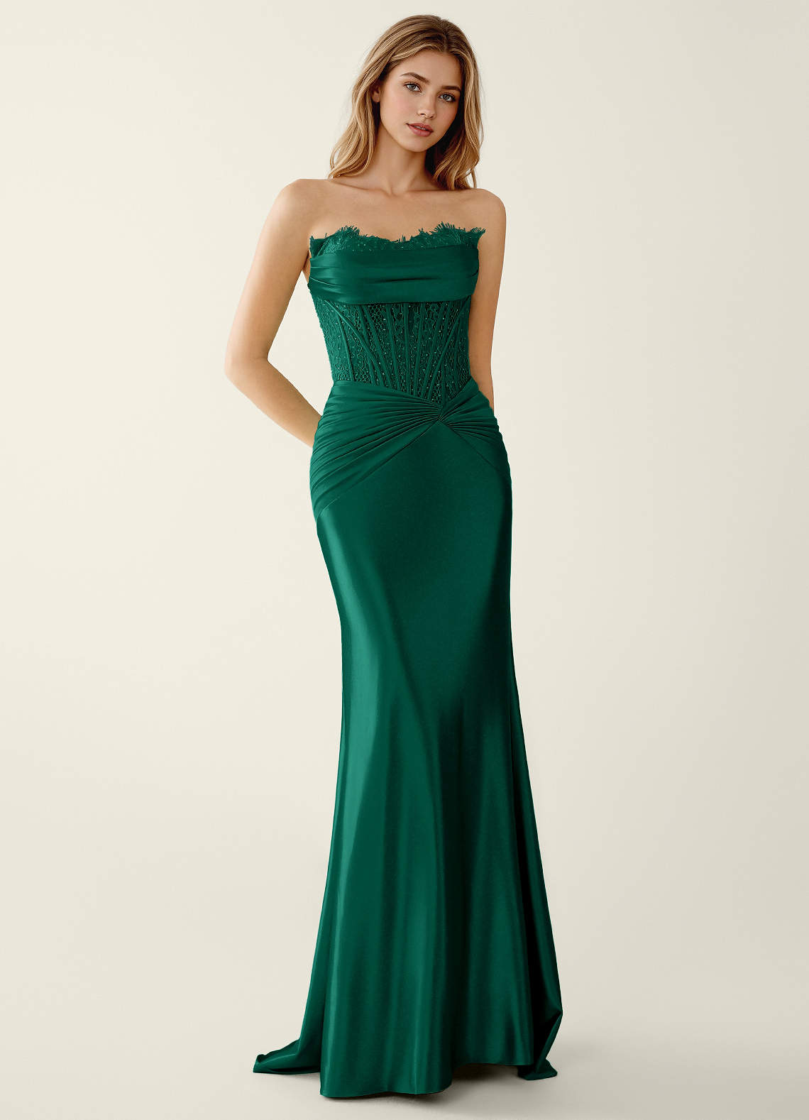 Sasha Mermaid Strapless Stretch Satin Evening Dress in Burgundy