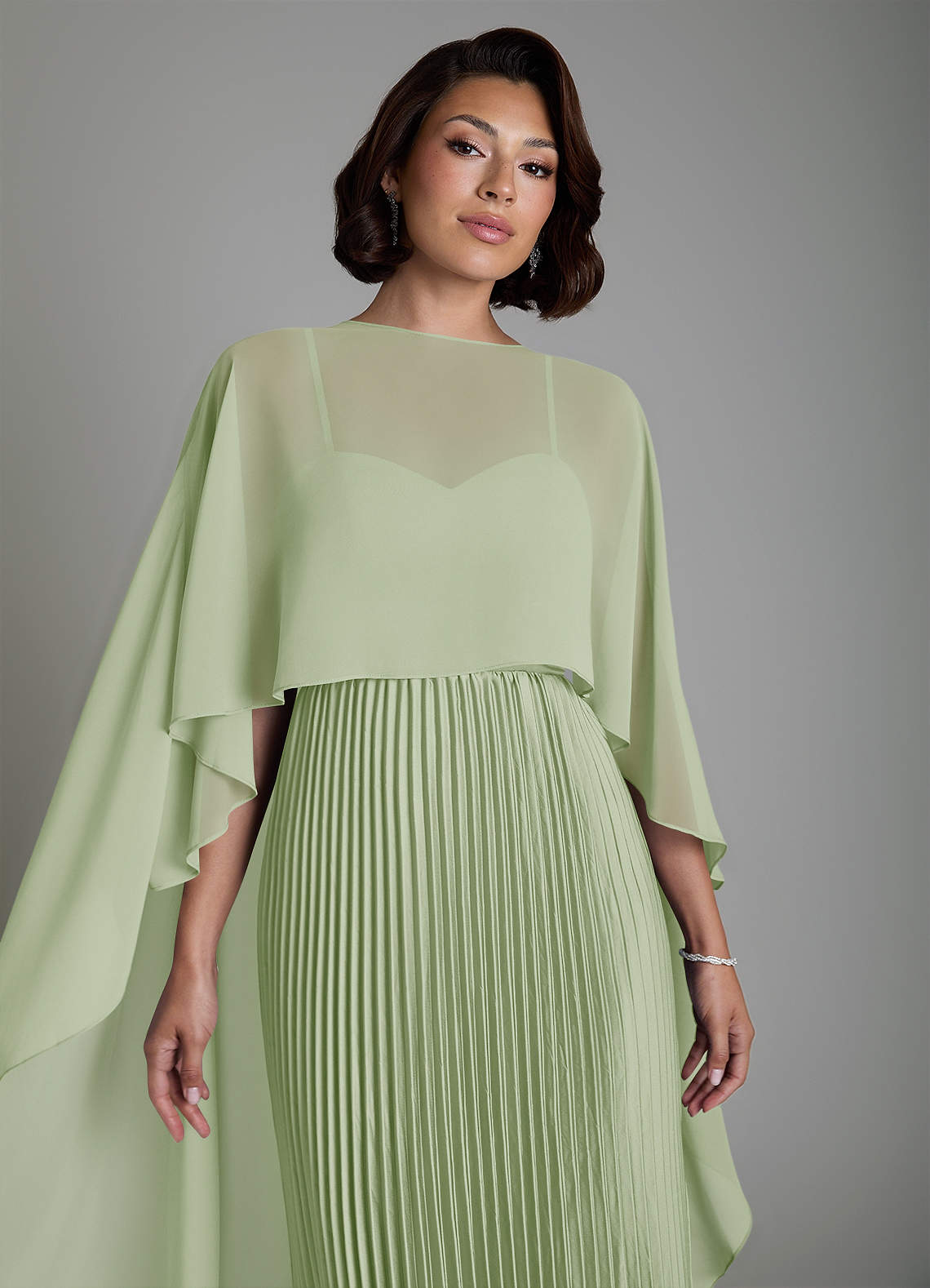 Micah A-Line Sweetheart Stretch Satin and Chiffon Bridesmaid Dress in Dusty Sage