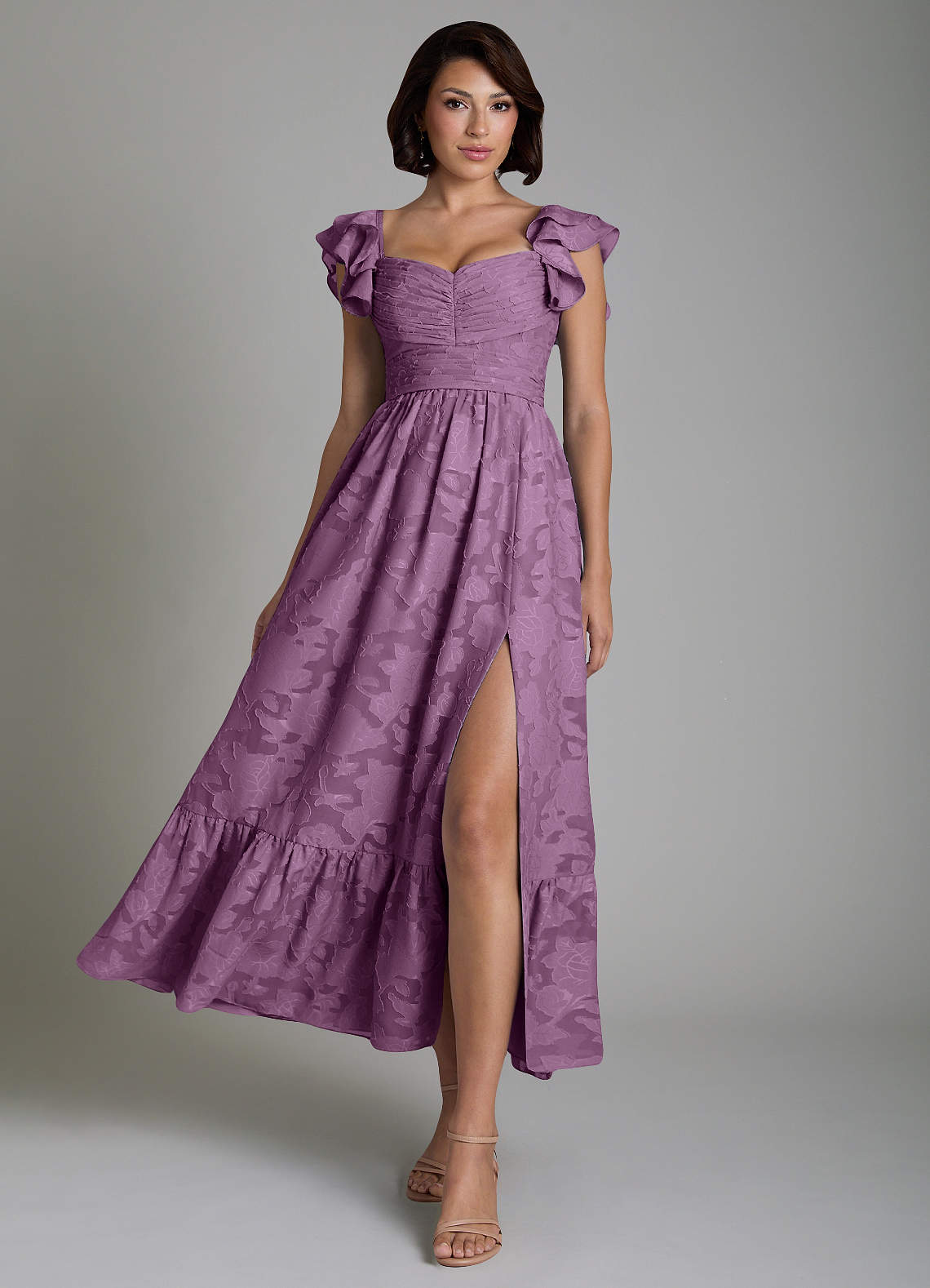 Anaya A-Line V-Neck Floral Burnout Bridesmaid Dress in Wisteria