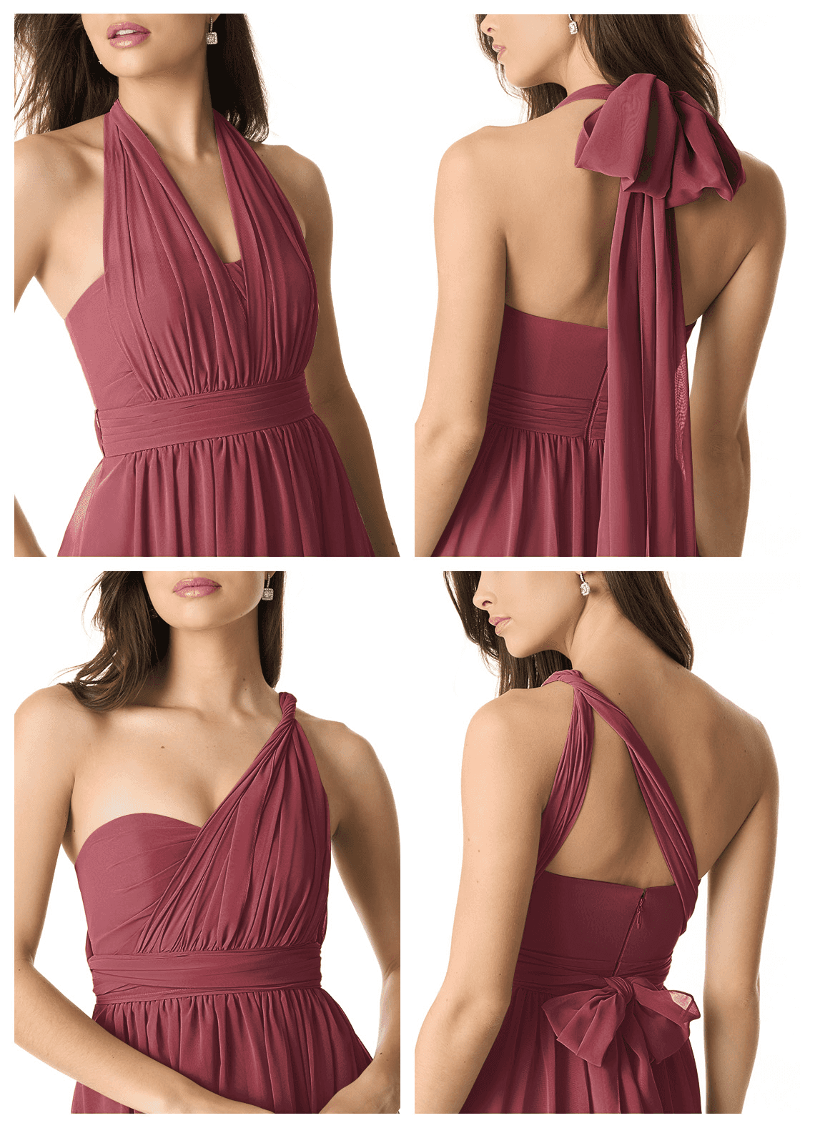 Olani A-Line V-Neck Chiffon Bridesmaid Dress in Merlot
