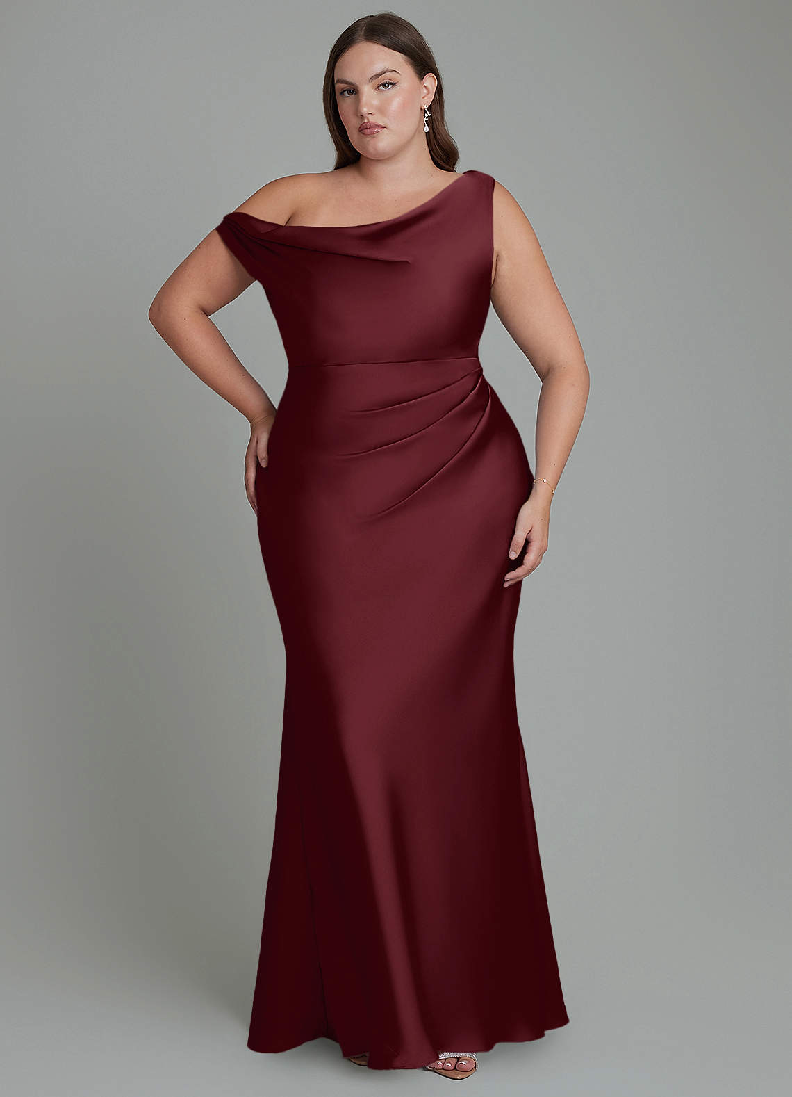 Emerson Mermaid One-Shoulder Stretch Satin Bridesmaid Dress