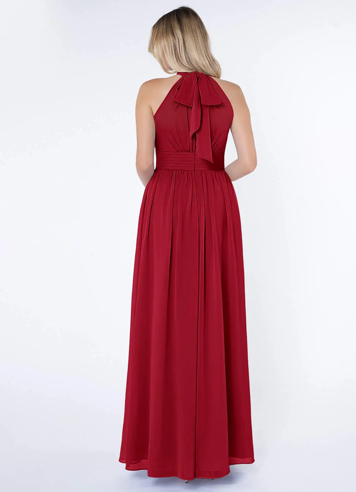 Iman A-Line Halter Chiffon Bridesmaid Dress in Scarlet