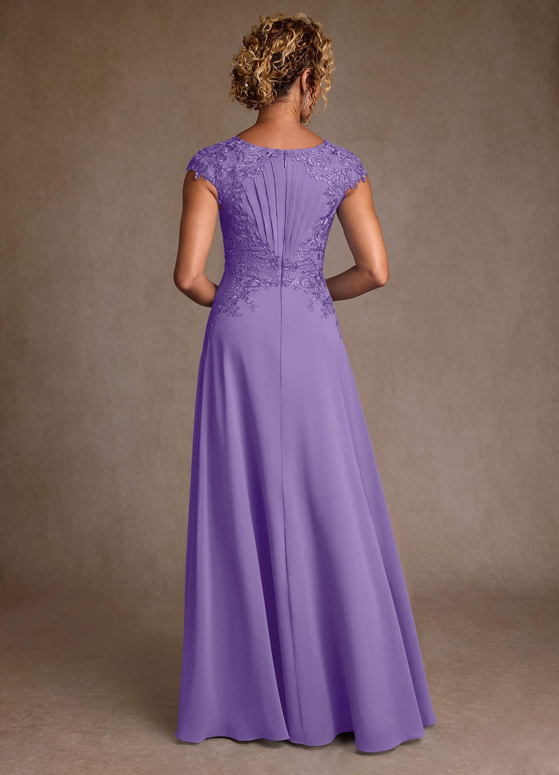 Christi A-Line Scoop-Neck Chiffon and Lace Mother of the Bride Dress in Tahiti