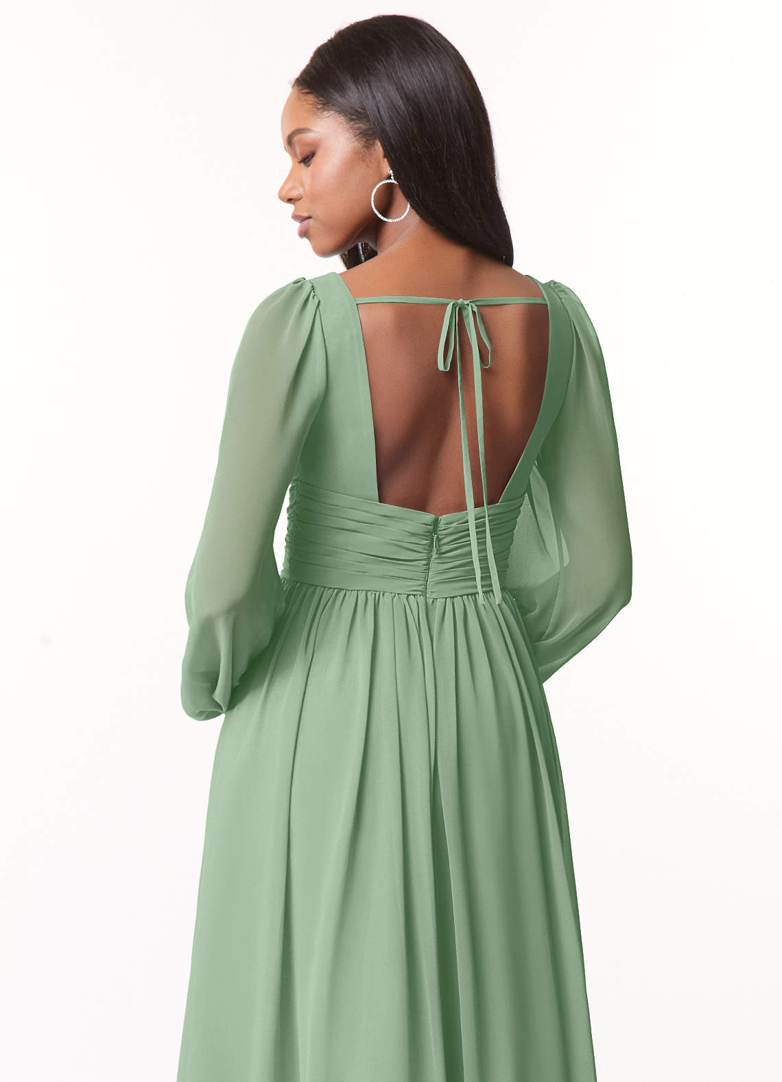 Norah A-Line V-Neck Chiffon Bridesmaid Dress in Matcha