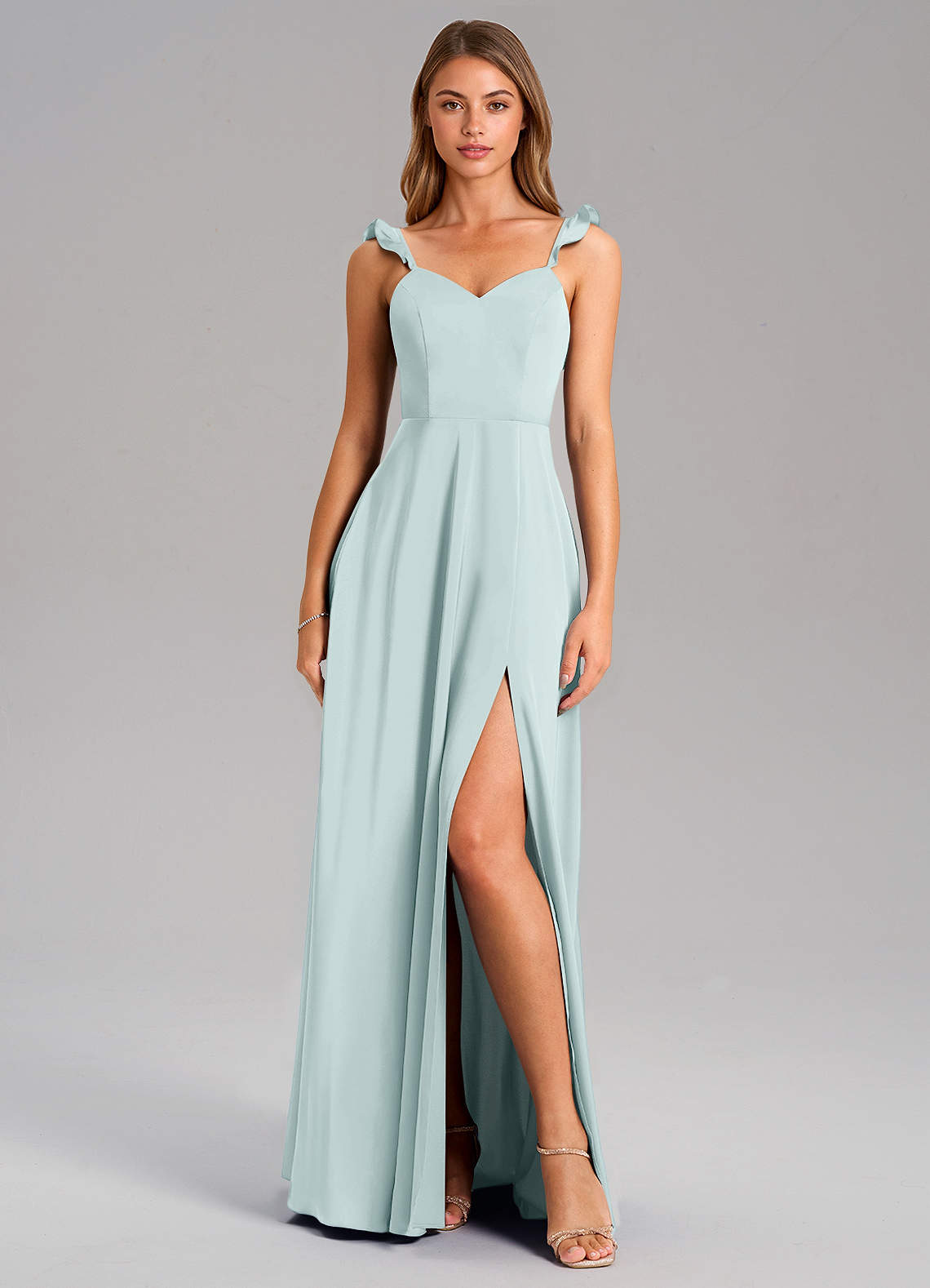 Everett A-Line V-Neck Chiffon Bridesmaid Dress in Mist