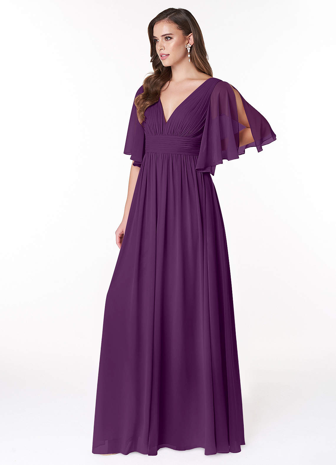 Temeka A-Line V-Neck Chiffon Bridesmaid Dress in Grape