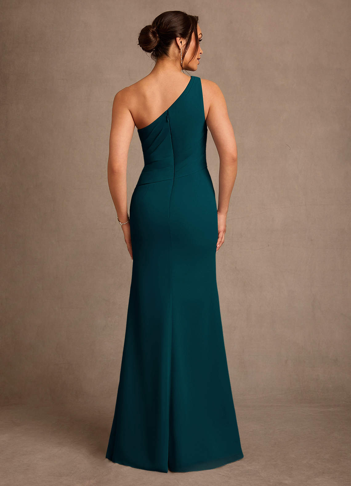 Floy Sheath One-Shoulder Chiffon Mother of the Bride Dress in Pine