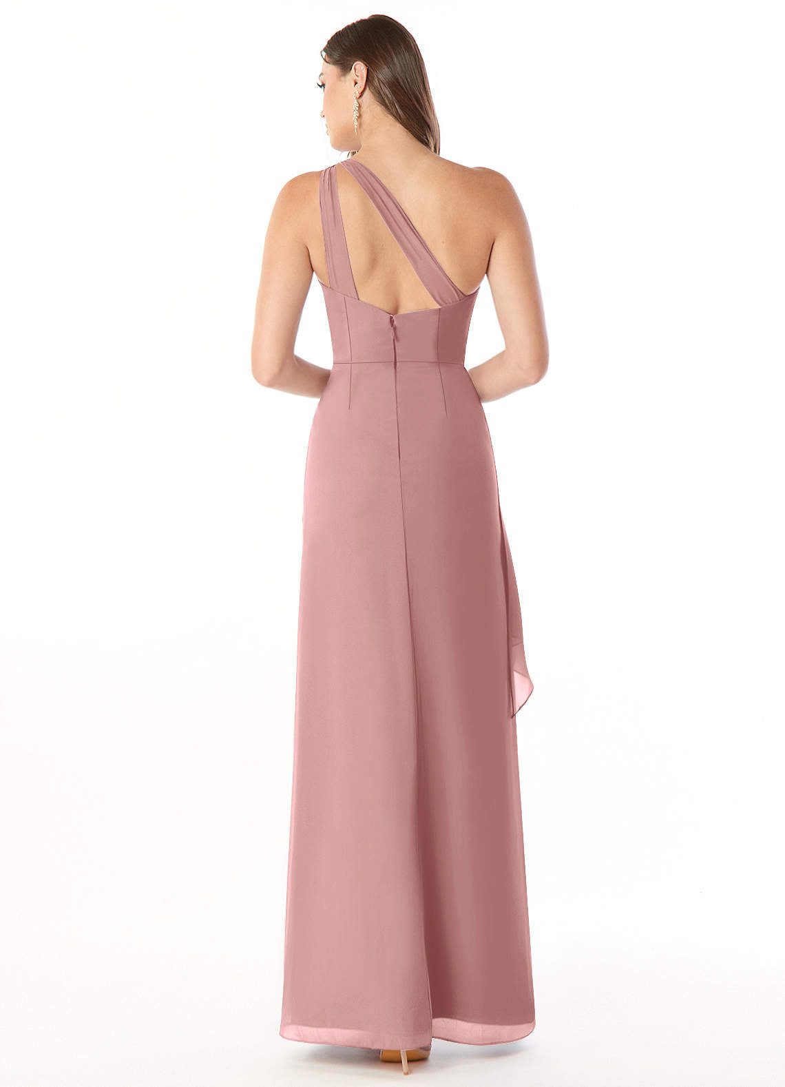 Maive Sheath One-Shoulder Chiffon Bridesmaid Dress in dusty rose