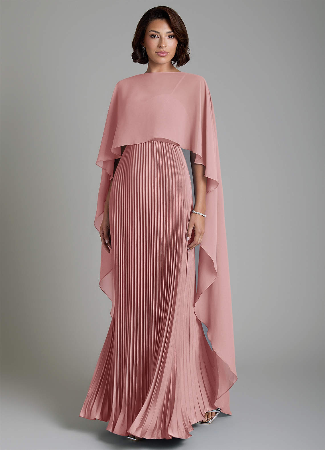 Micah A-Line Sweetheart Stretch Satin and Chiffon Bridesmaid Dress in dusty rose