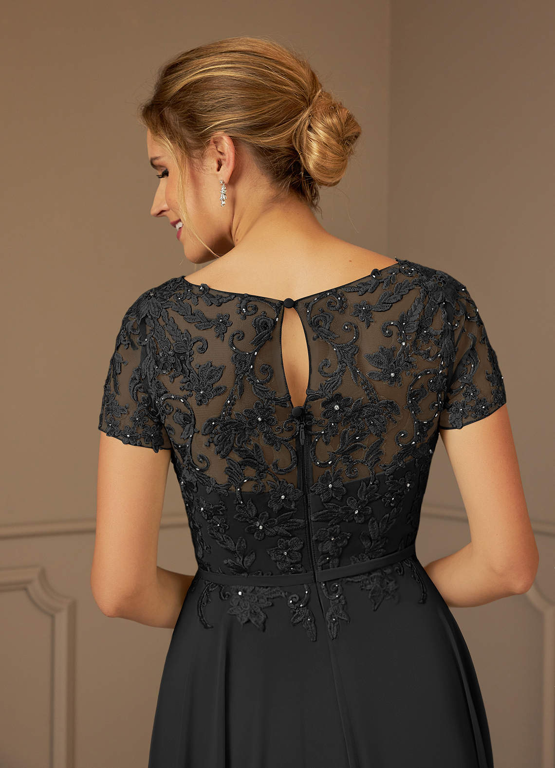 Adina A-Line Boat-Neck Chiffon Mother of the Bride Dress