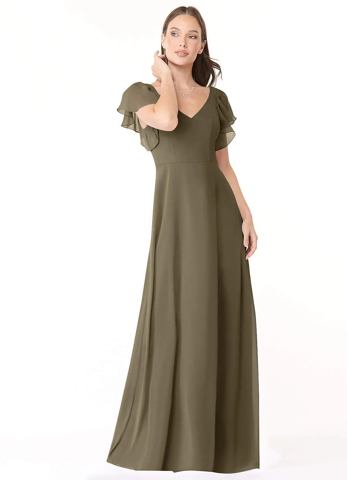 Syenna A-Line V-Neck Chiffon Bridesmaid Dress in Willow Green