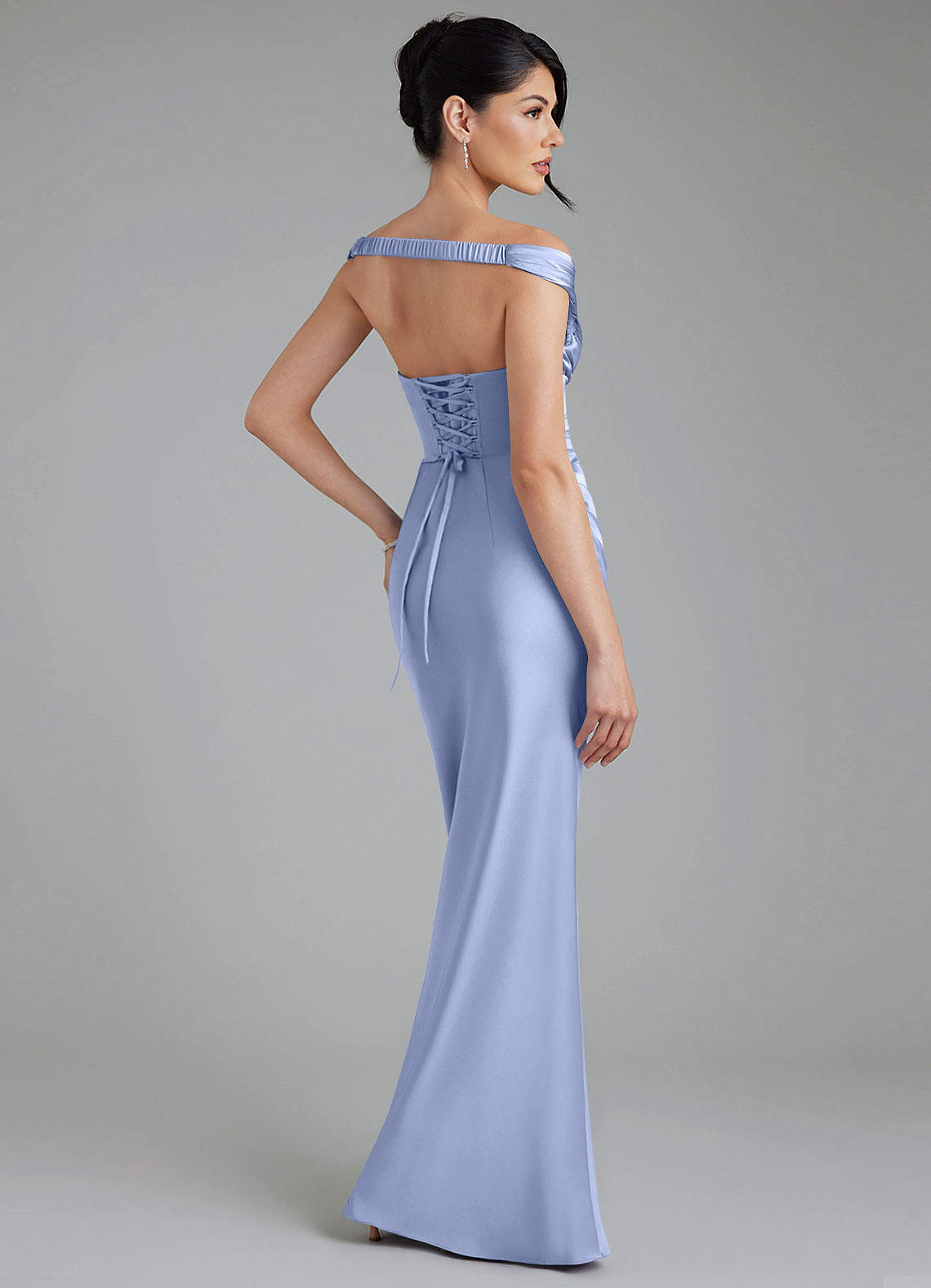 Stella Sheath V-Neck Stretch Satin Bridesmaid Dress in Ice