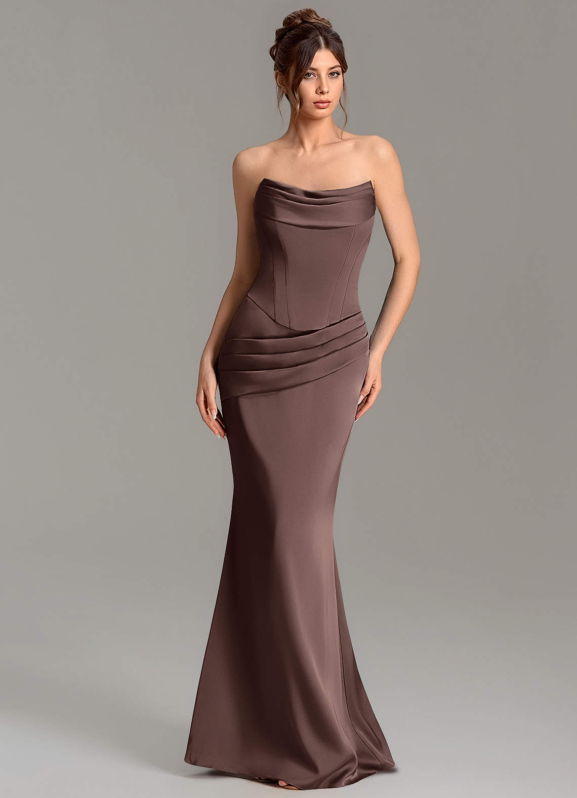 Adrienne Mermaid Cowl-Neck Stretch Satin Bridesmaid Dress