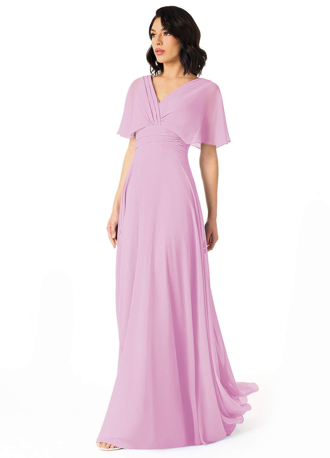 Pamela A-Line V-Neck Chiffon Bridesmaid Dress in candy pink