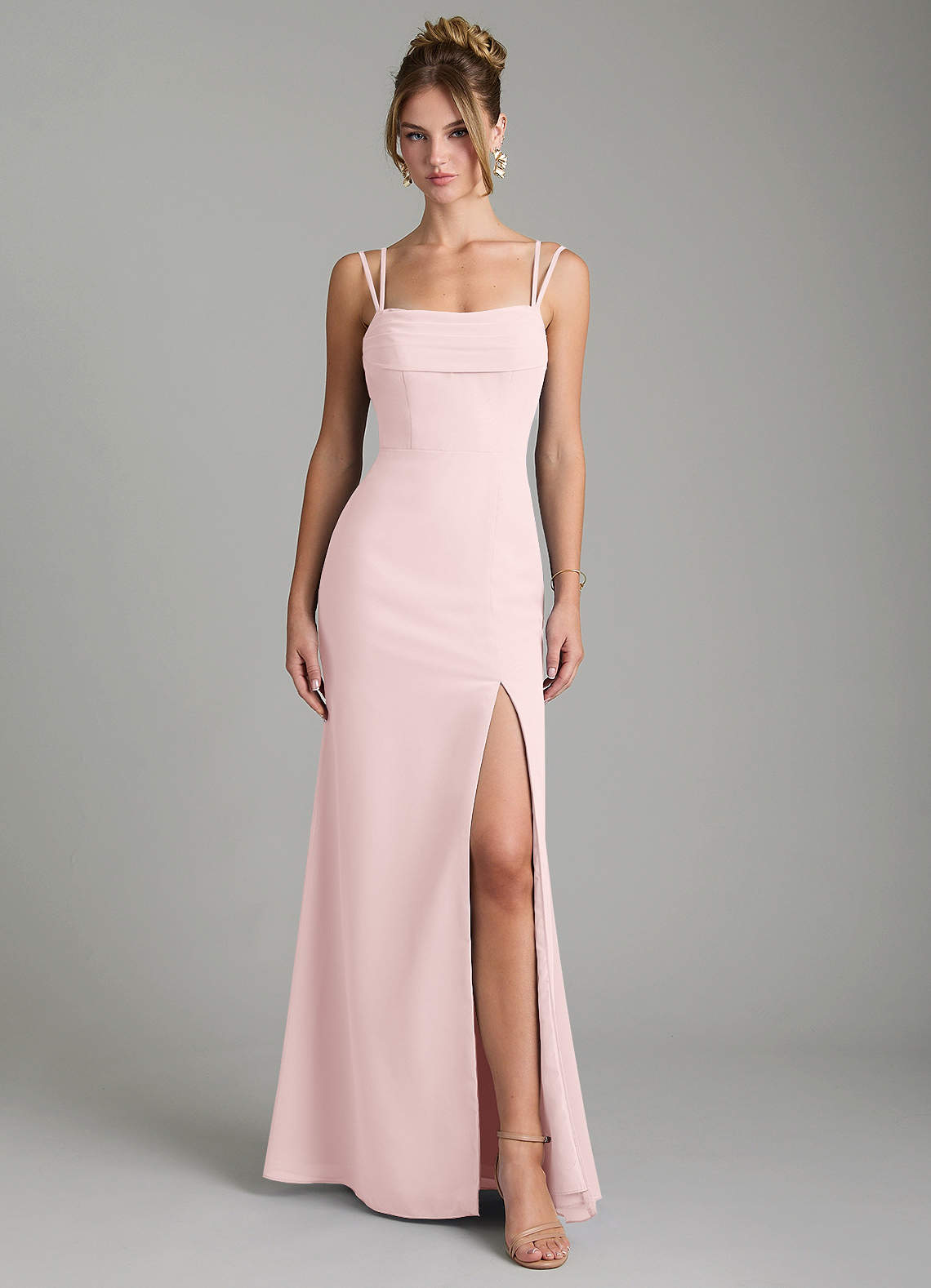 Egypt Sheath Sweetheart Chiffon Bridesmaid Dress in Blushing Pink
