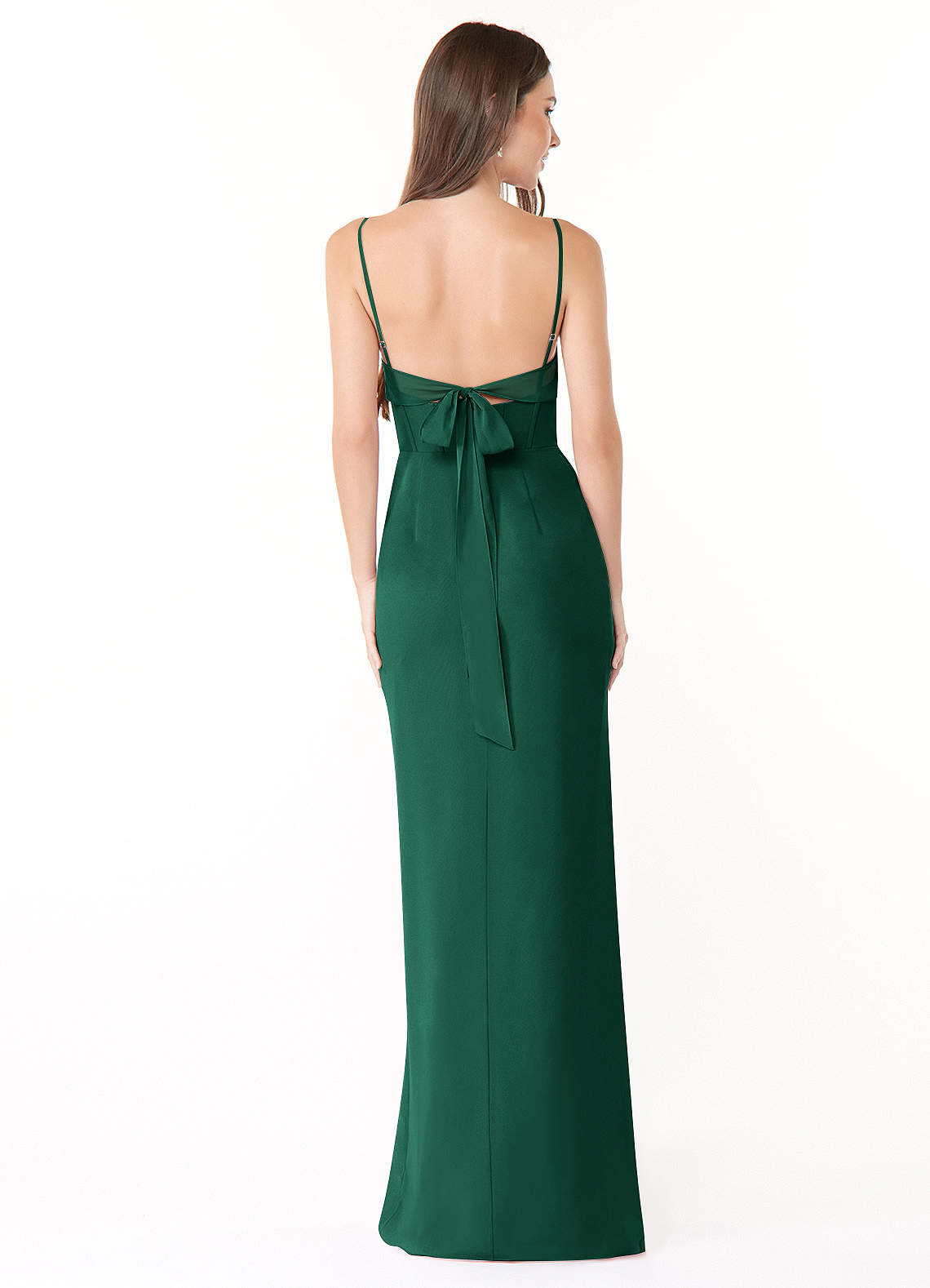 Mai Sheath Cowl-Neck Chiffon Bridesmaid Dress in Emerald