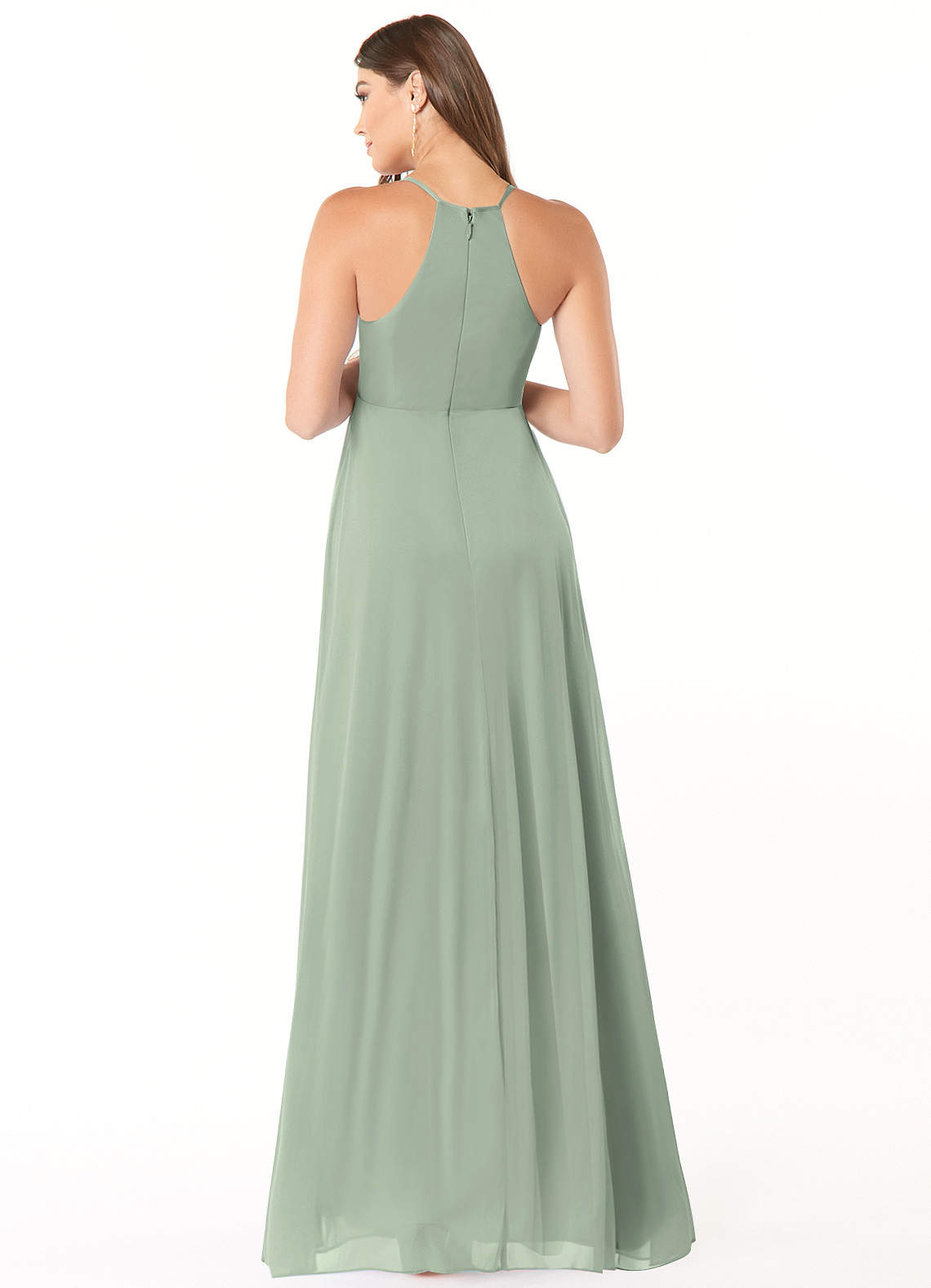 Annabelle A-Line V-Neck Mesh Bridesmaid Dress in Dusty Sage