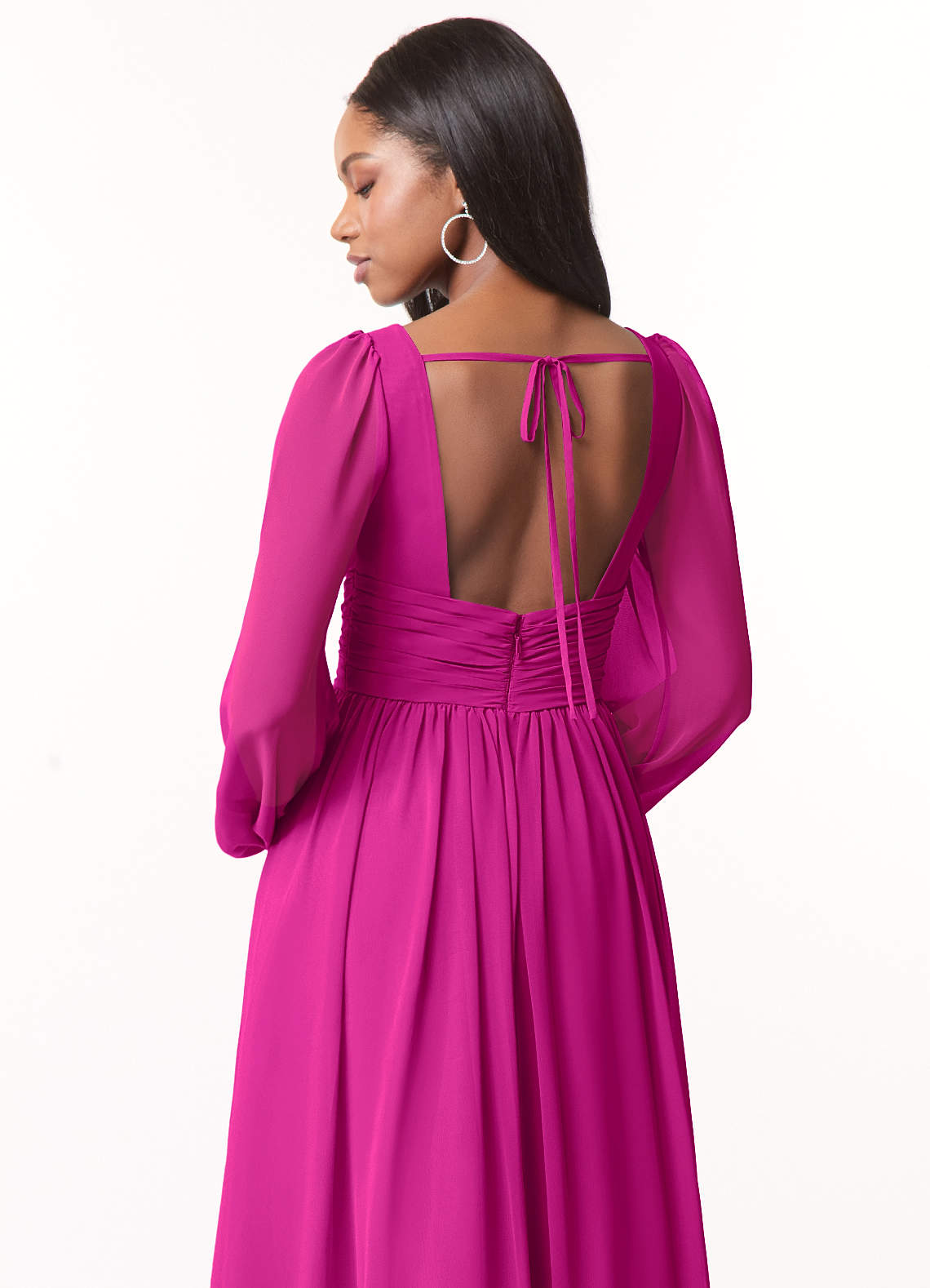 Norah A-Line V-Neck Chiffon Bridesmaid Dress in Fuchsia