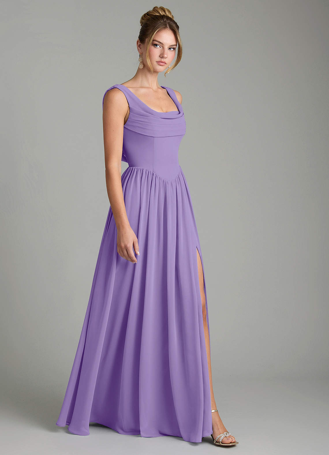 Novi A-Line Square-Neck Chiffon Bridesmaid Dress in Tahiti