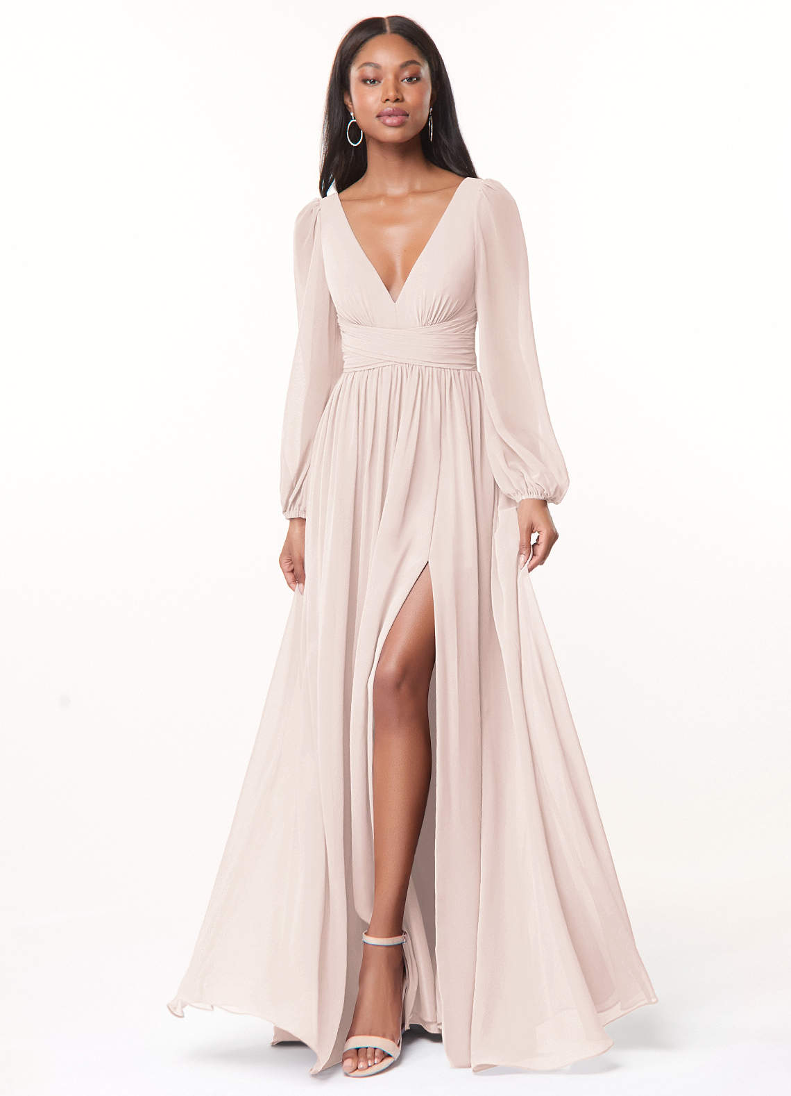 Norah A-Line V-Neck Chiffon Bridesmaid Dress in Rose Petal