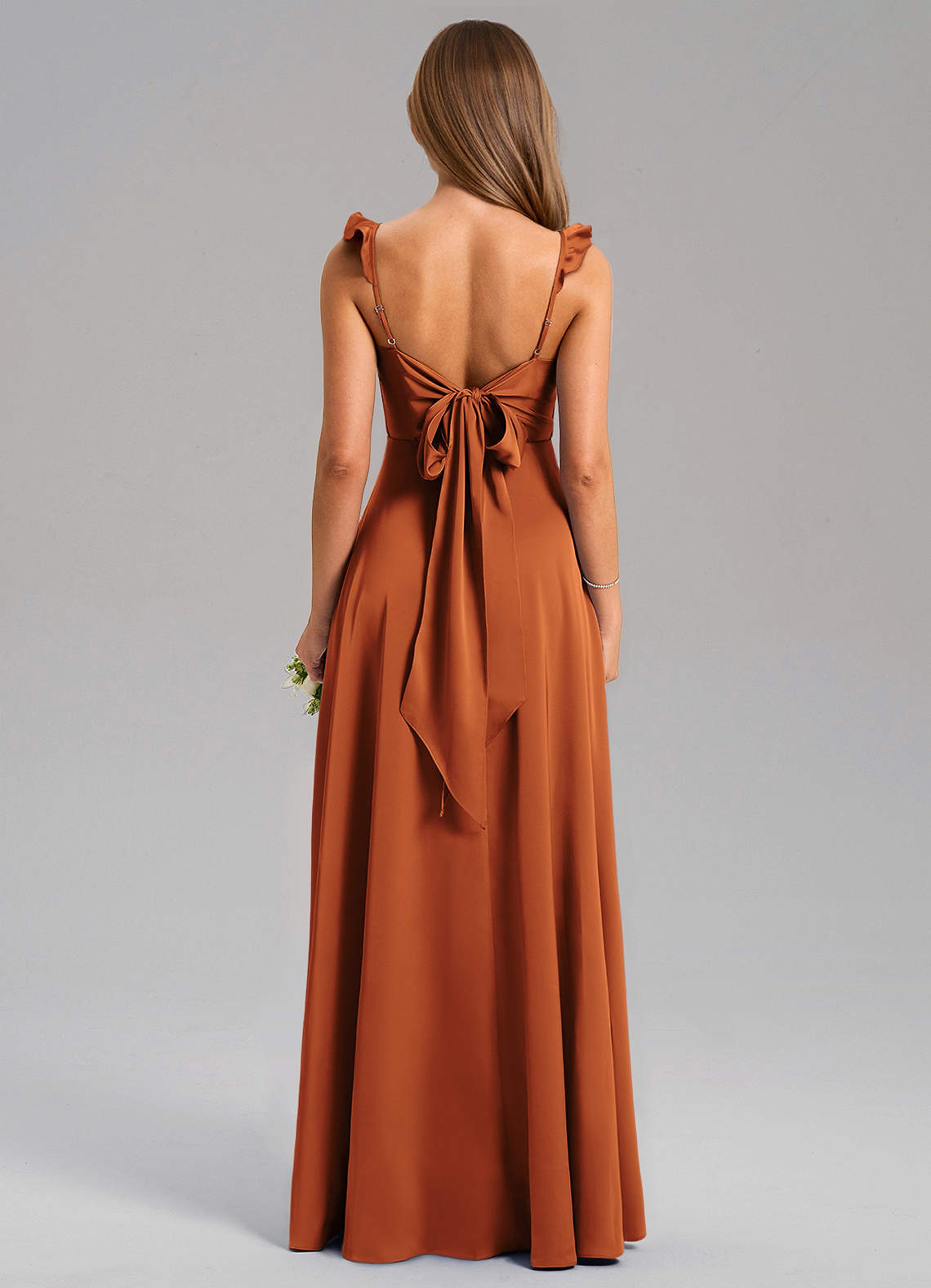 Everett A-Line V-Neck Chiffon Bridesmaid Dress in Cinnamon