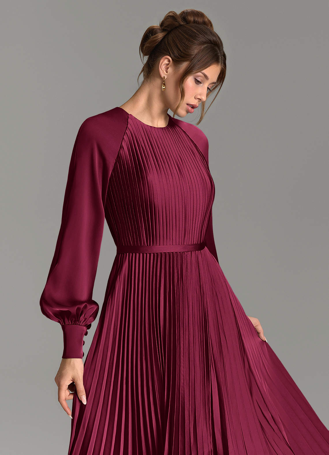Grayson A-Line Scoop-Neck Stretch Satin Bridesmaid Dress