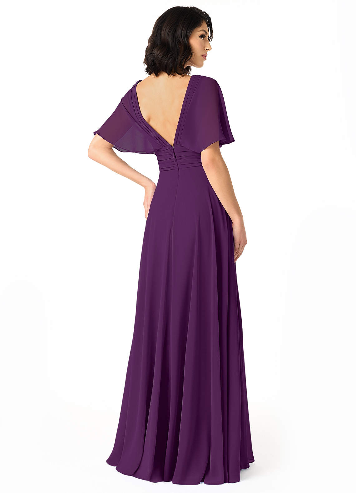 Pamela A-Line V-Neck Chiffon Bridesmaid Dress in Grape