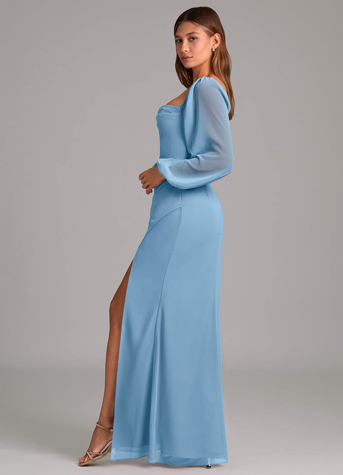 Brixley Mermaid Sweetheart Chiffon Bridesmaid Dress in Steel Blue