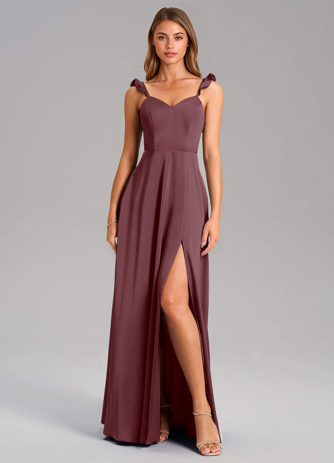 Everett A-Line V-Neck Chiffon Bridesmaid Dress in Sangria