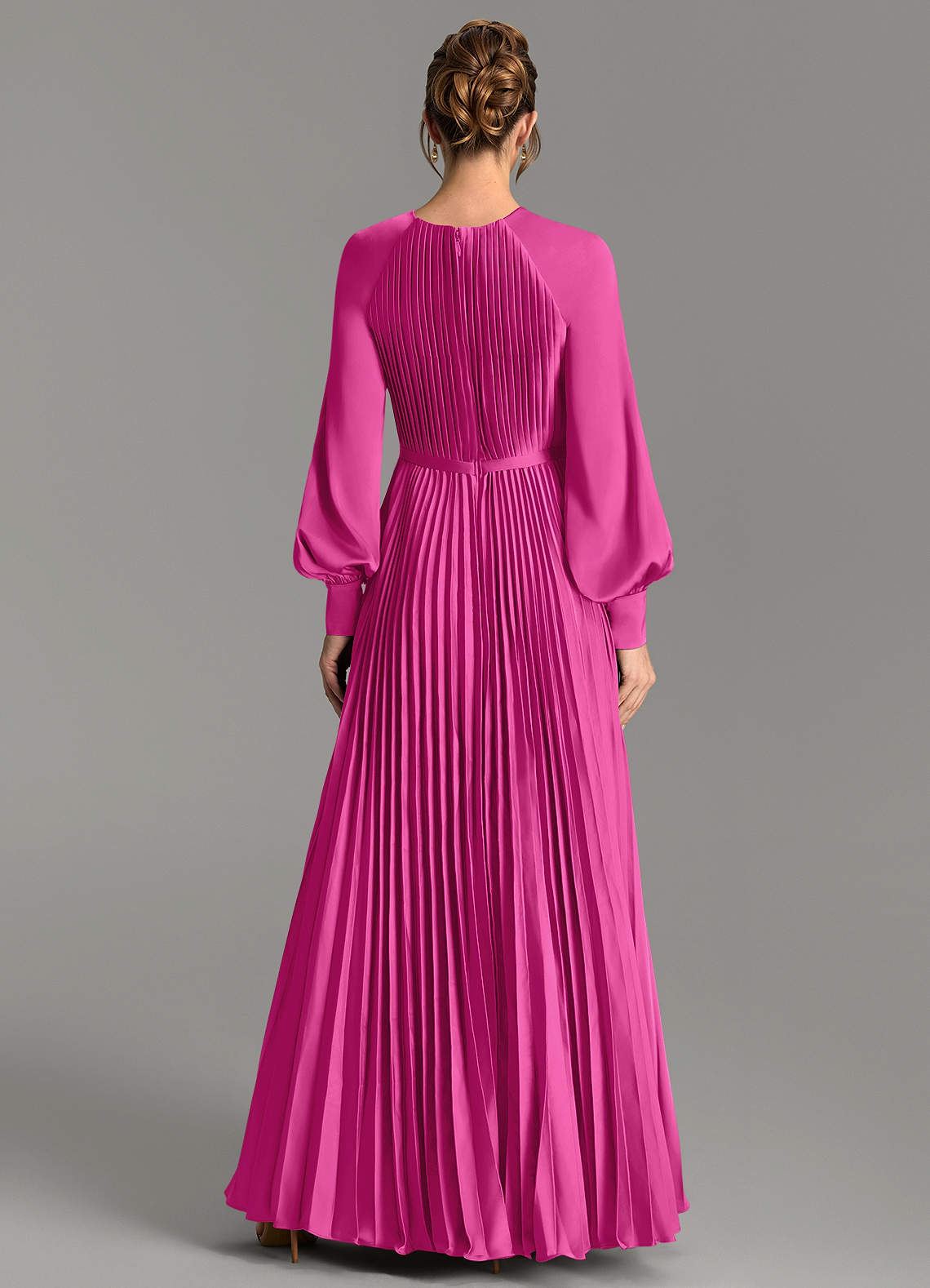 Grayson A-Line Scoop-Neck Stretch Satin Bridesmaid Dress in Fuchsia