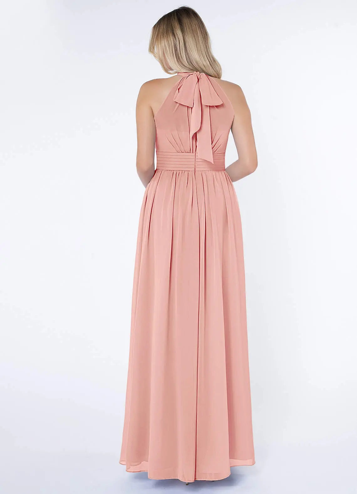Iman A-Line Halter Chiffon Bridesmaid Dress in Rosette
