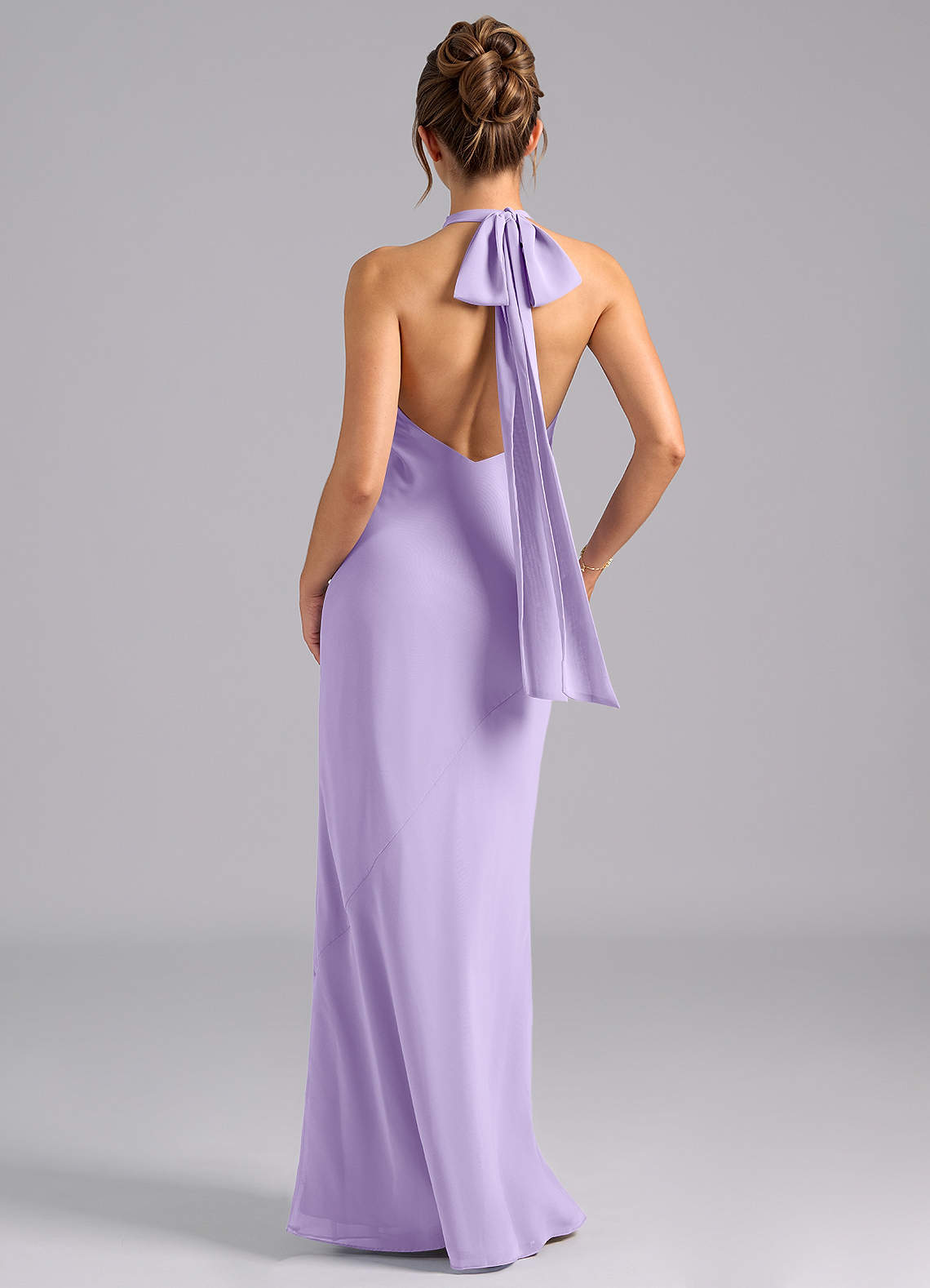 Velli Mermaid Halter Chiffon Bridesmaid Dress in Lilac