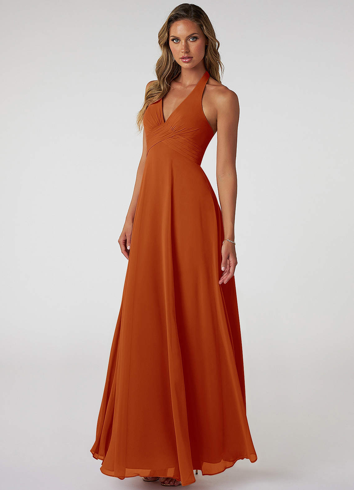 Tessie A-Line V-Neck Chiffon Bridesmaid Dress in Paprika