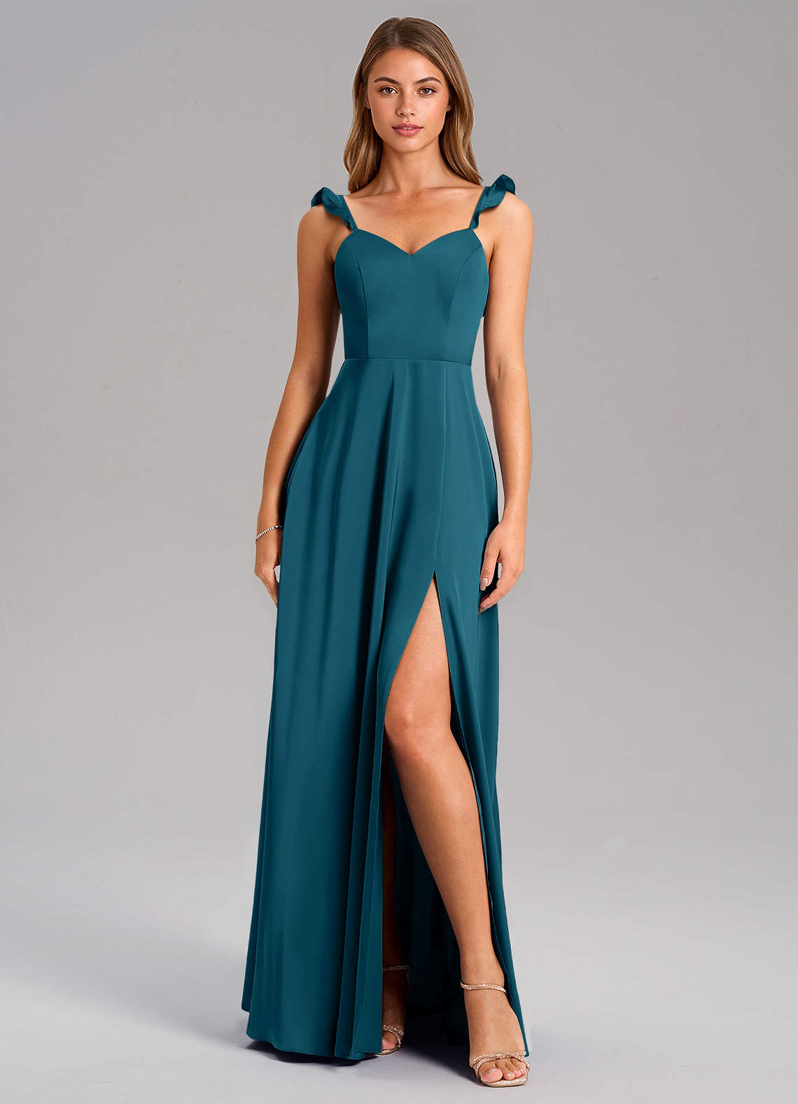 Everett A-Line V-Neck Chiffon Bridesmaid Dress in Ink Blue