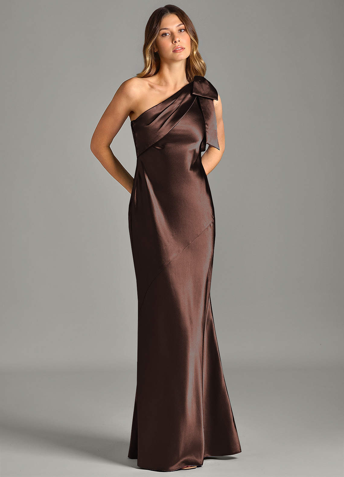 Yuanna Mermaid One-Shoulder Metallic Satin Bridesmaid Dress