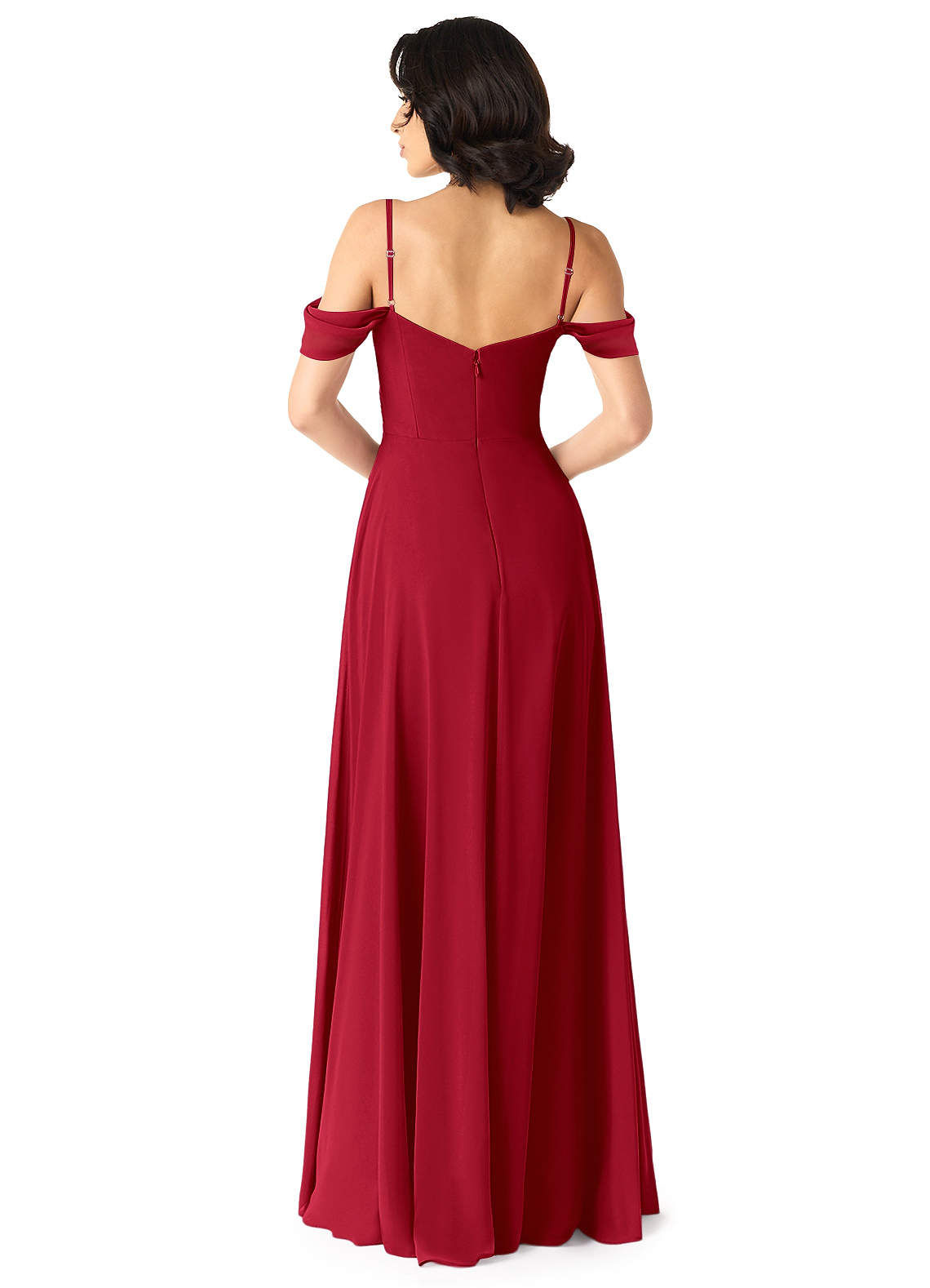Tancie A-Line Off-the-Shoulder Chiffon Bridesmaid Dress in Scarlet