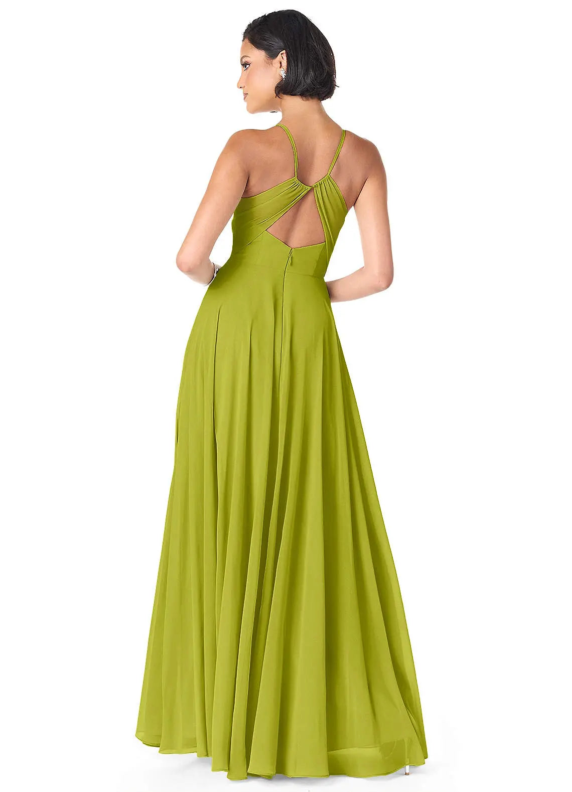 Avelina A-Line V-Neck Chiffon Bridesmaid Dress in Lemongrass