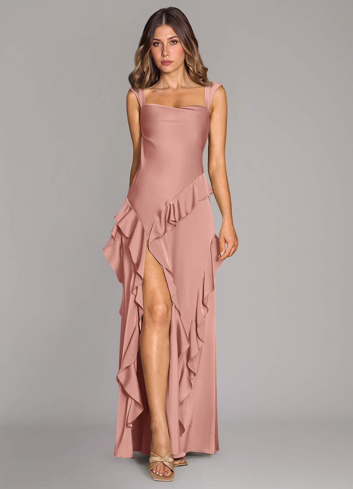 Sloane A-Line Sweetheart Stretch Satin Bridesmaid Dress in Rosette