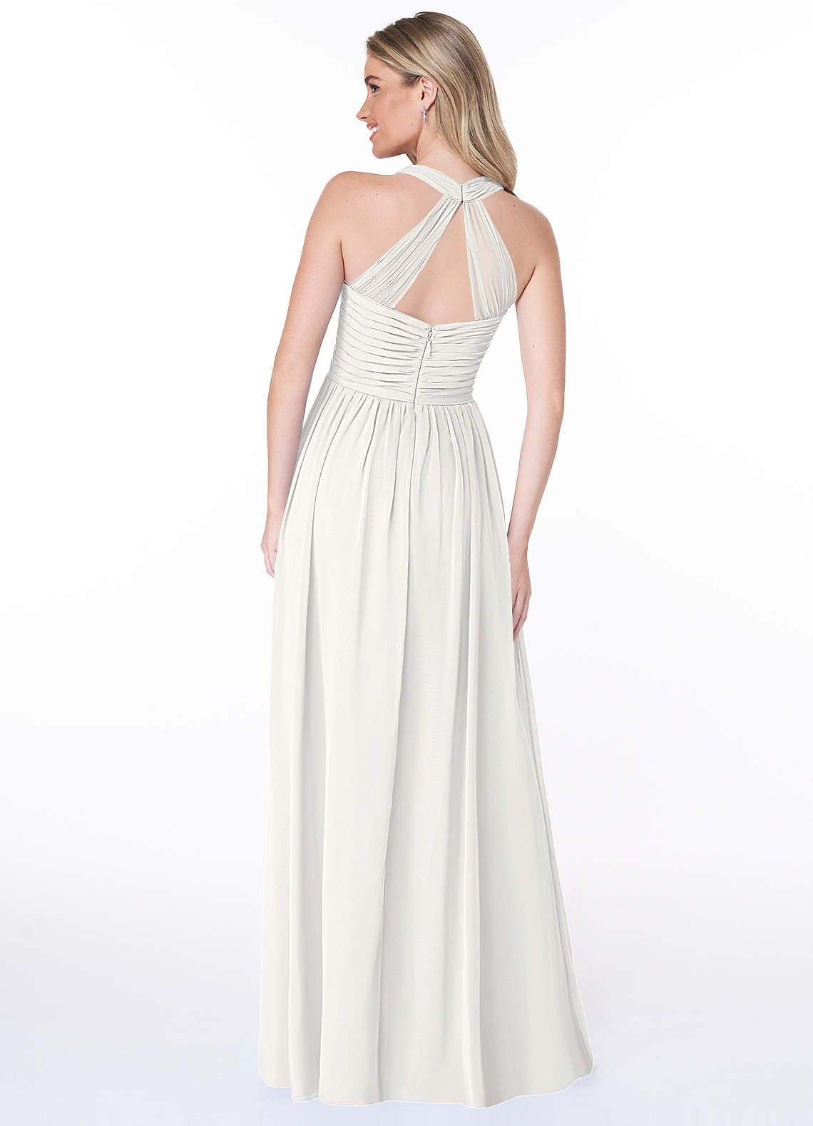 Jaclyn A-Line Halter Chiffon Bridesmaid Dress in white