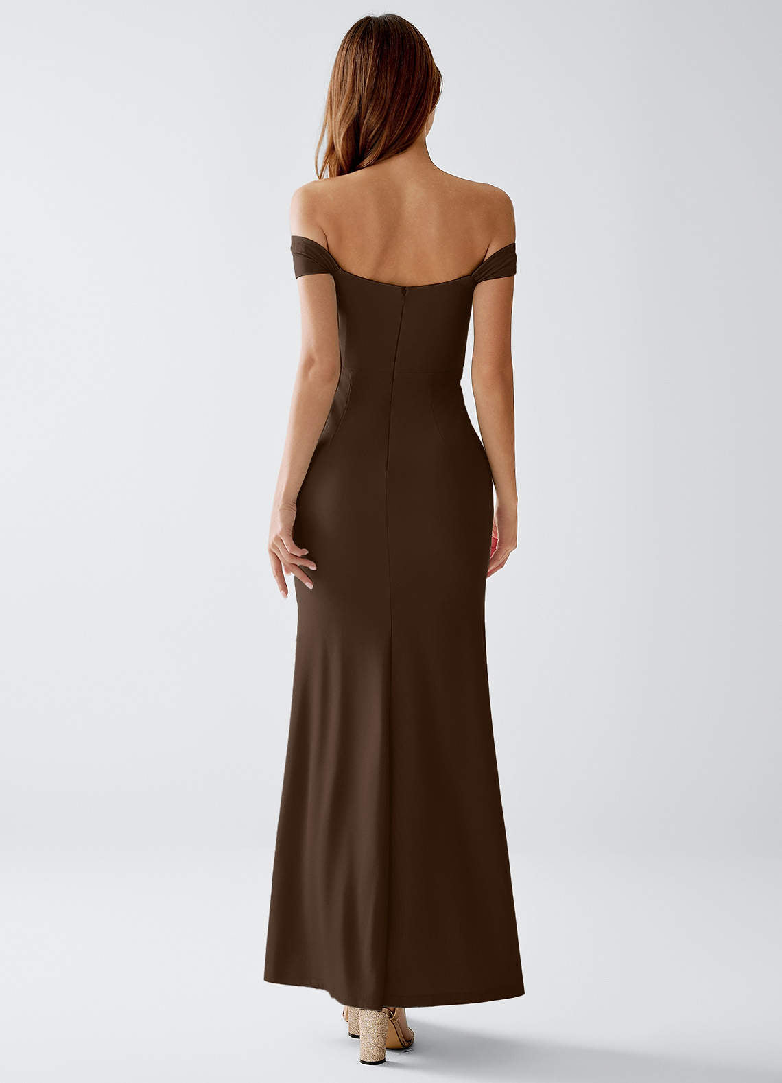 Crala Sheath Corset Stretch Knit Evening Dress in Ganache