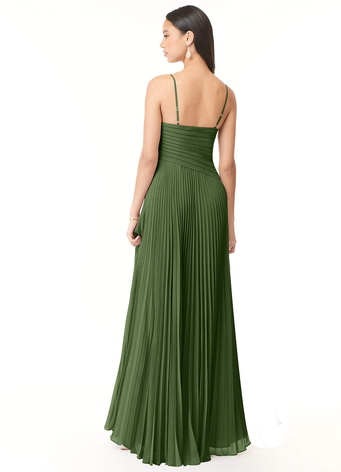 Vini A-Line V-Neck Chiffon Bridesmaid Dress in Olive