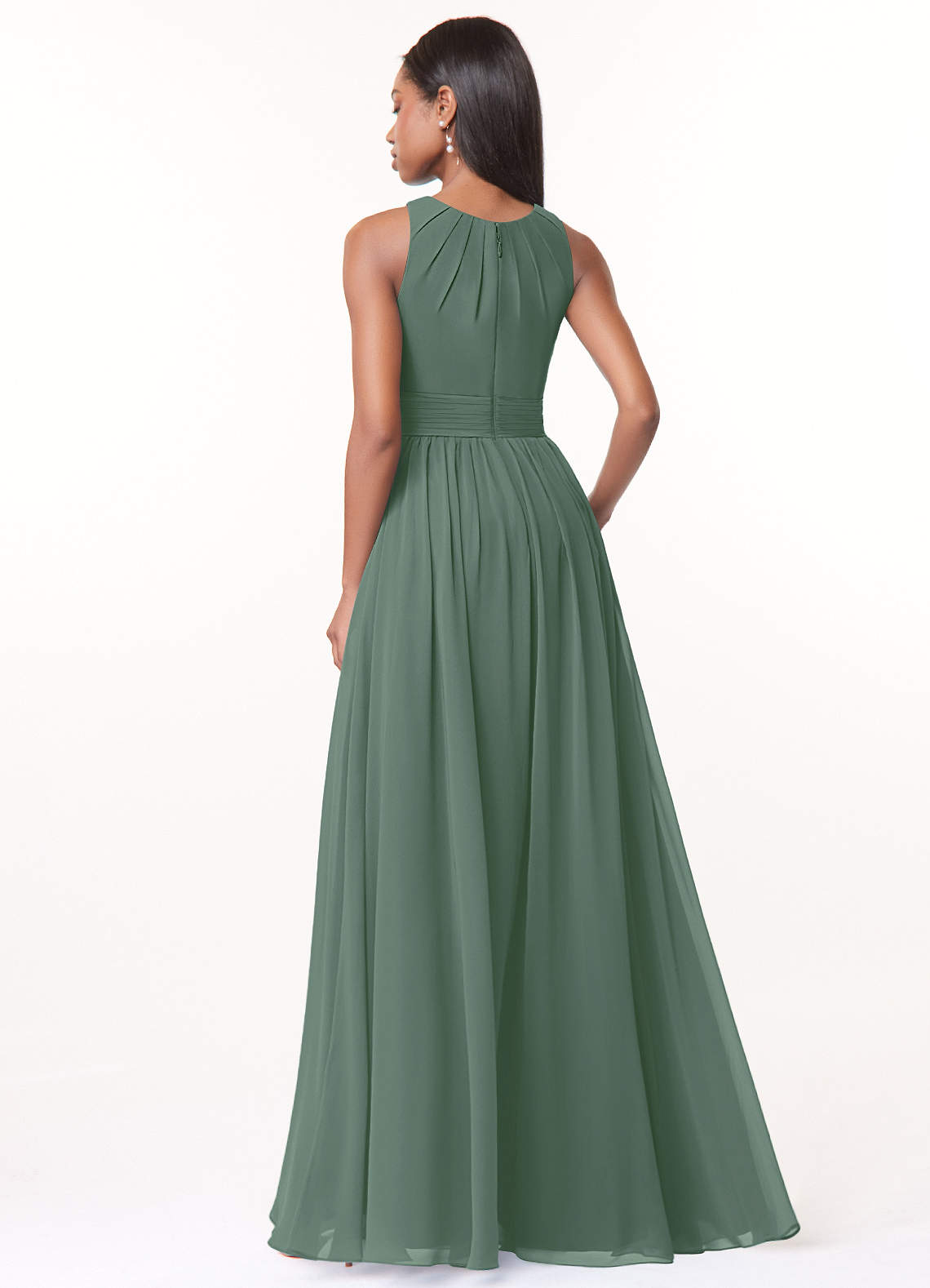 Harper A-Line Scoop-Neck Chiffon Bridesmaid Dress in Eucalyptus