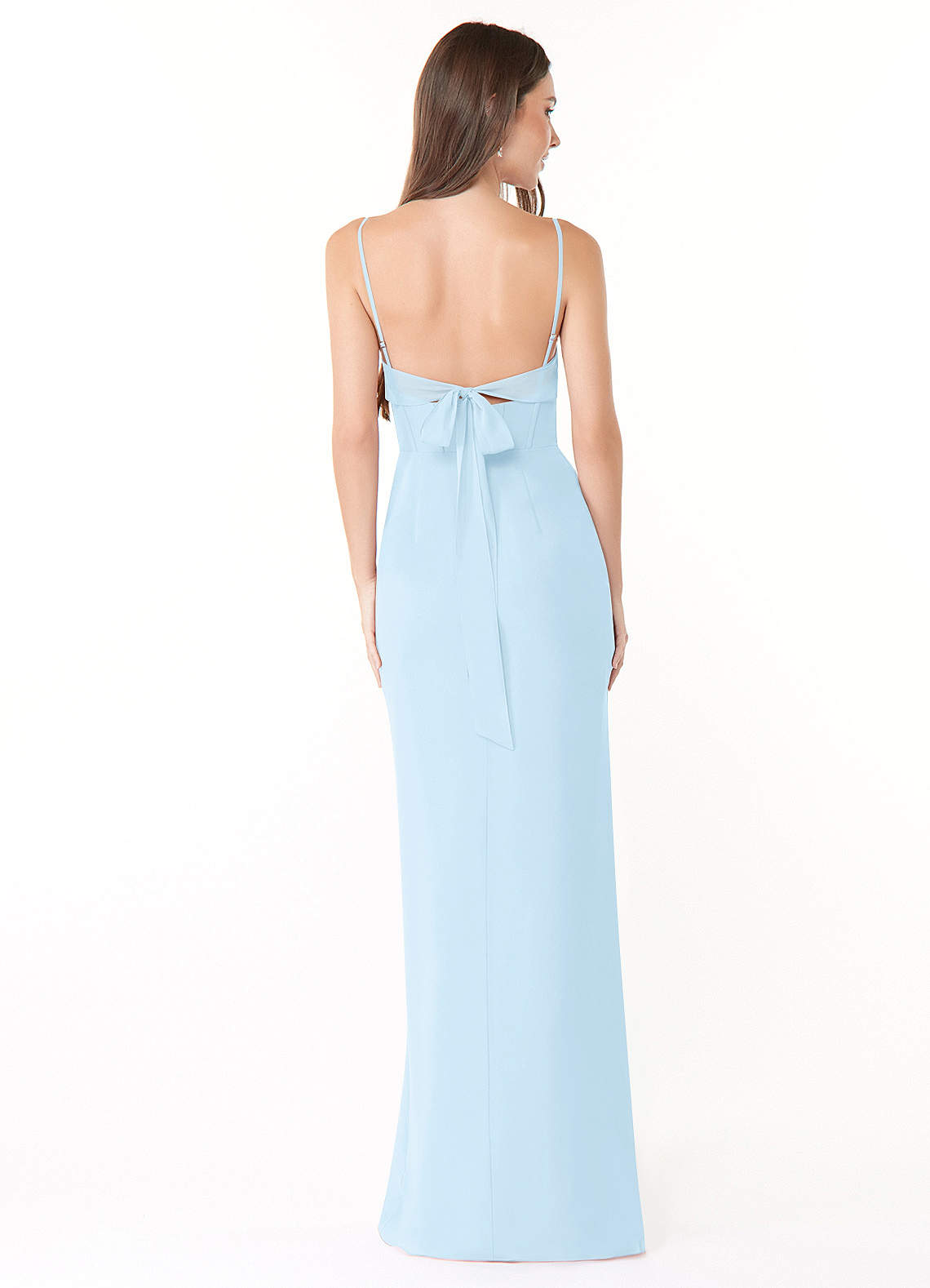 Mai Sheath Cowl-Neck Chiffon Bridesmaid Dress in Sky Blue