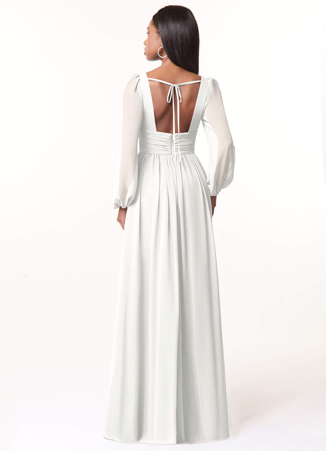 Norah A-Line V-Neck Chiffon Bridesmaid Dress in white